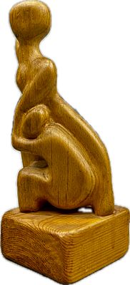 Israeli statue, Unidentified artist - Wooden statue, height 18, signed