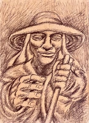 Unidentified artist - Charcoal on paper 32X43 signed