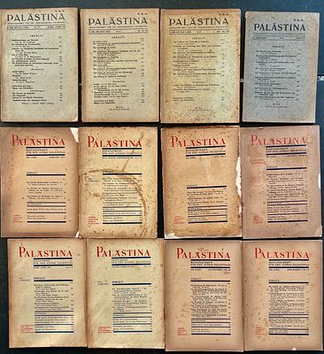 12 periodicals about the Jews ofPal&auml;stina. A collection of the German periodical “Pal&auml;stina, ” 