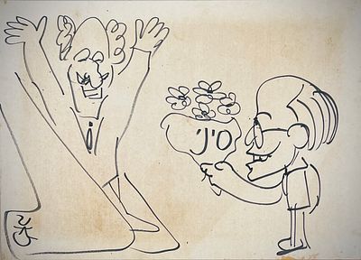 זאב, יעקב פרקש - הסכם השלום עם מצריים. שני רישומים בטוש 65X93 ו67X96 חתומים