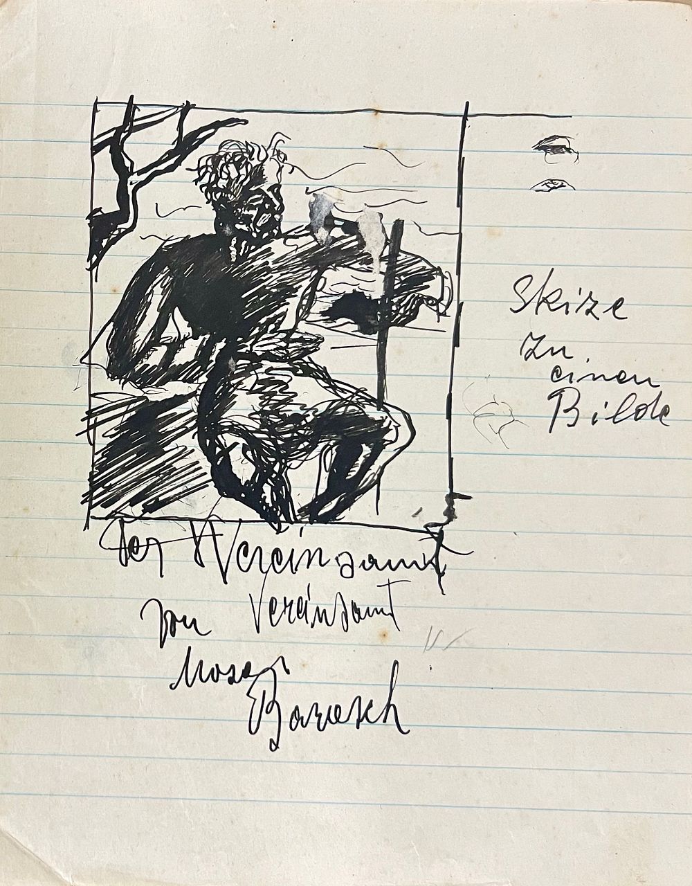 Moses , Moshe Barasch - Ink on paper 20X17 signed Moshe Barasch was a scholar of Jewish art, a 