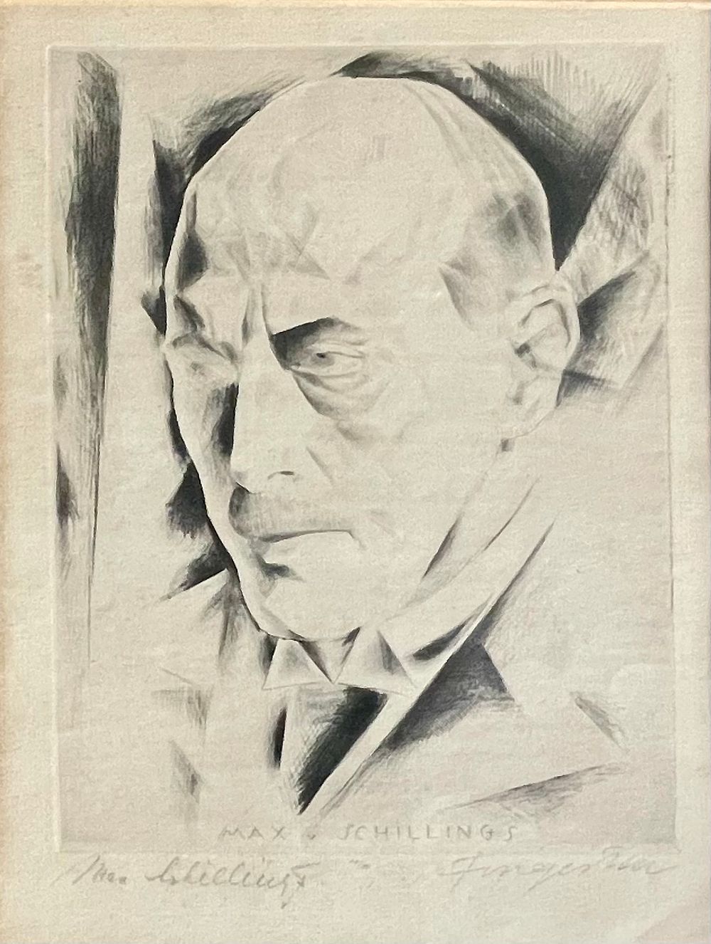 Michel Fingesten (1884-1943) - Portrait of Max von Schilling. etching 30X22, signed, described and 
