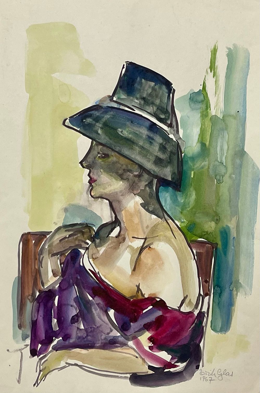 Ari Erich Glas (German - Israeli, 1897-1973) - Watercolor 50X35 signed