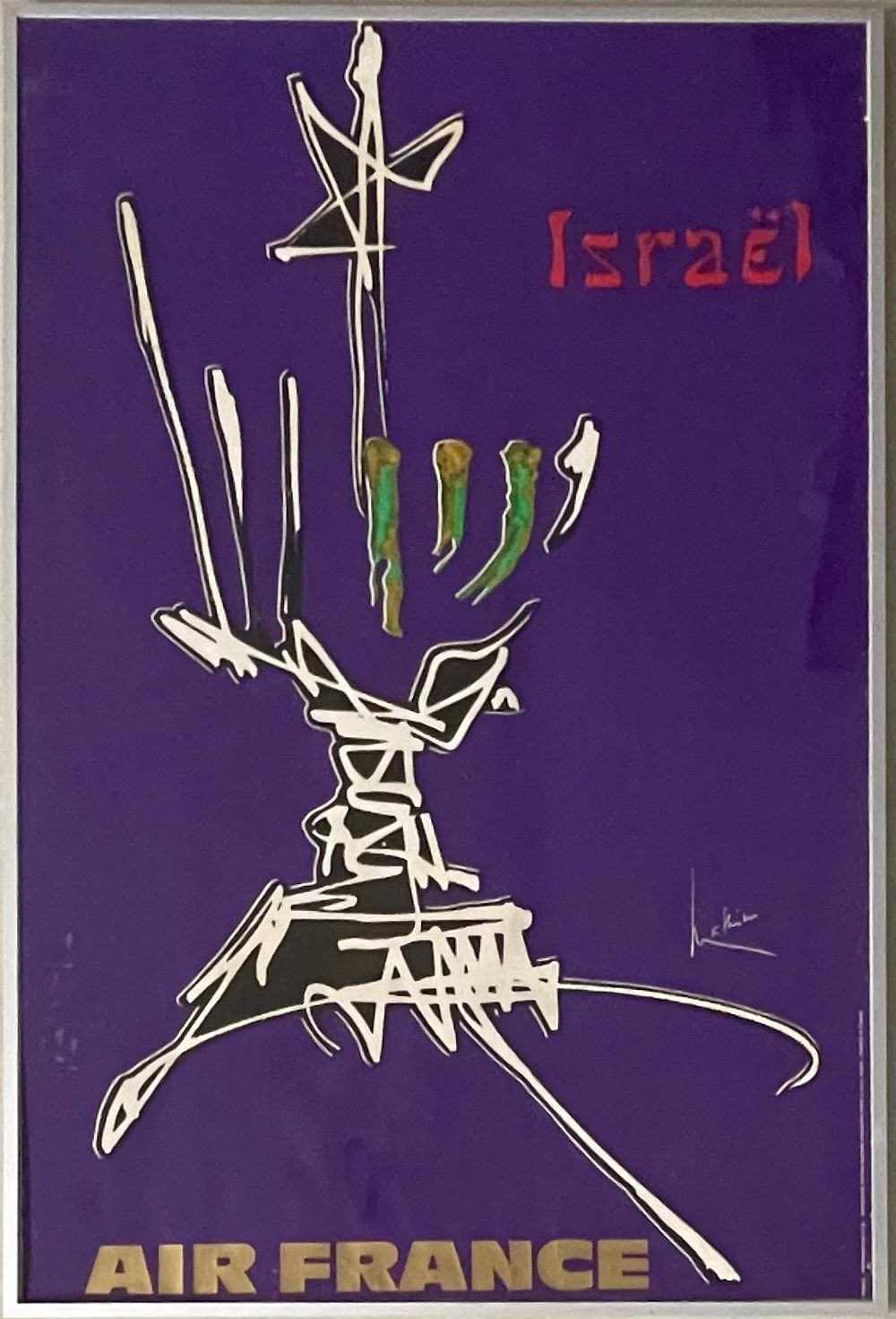 MATHIEU GEORGES - A menorah with a Star of David at its top, on a purple background. 
Designer 