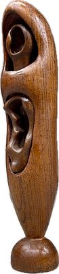Israeli statue, Unidentified artist - Wooden statue, height 32, signed