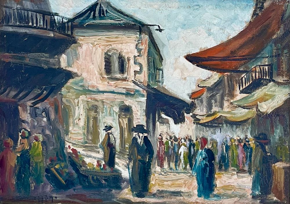 Yarkoni - Alley in Jerusalem. Oil on canvas 35X25 signed