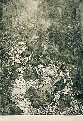Ruth Sapiro-Rosenbaum - A valley in the mountains. etching signed in pencil and numbered: 9/25 