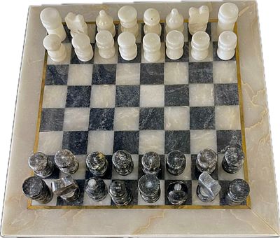 Chess, marble board and tools, 25 cm