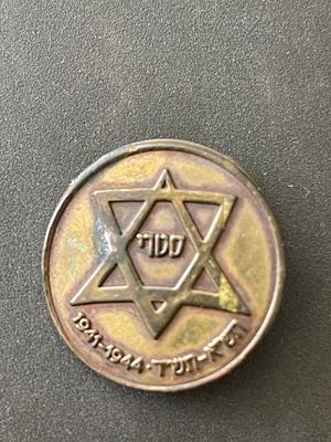 rare. Pin commemorating the extermination of the Jews of Stry, the Jewish community of Stry 