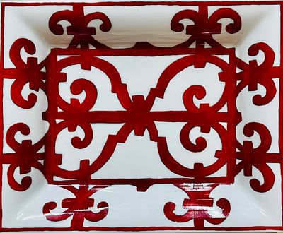 Hermes Balcon du Guadalquivir - Change Tray. Hand-decorated porcelain tray with a velvety 