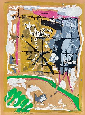 Yigal Tumarkin - Oil on lithograph 27X20 signed in pencil