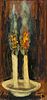 Albert Goldman - Shabbat candles. Oil on cardboard 40X20 signed and framedImage - 1