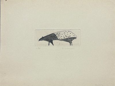 Fran&ccedil;oise DEBERDT (1934-2024) France - tapir. etching, sheet 25X19, signed in pencil