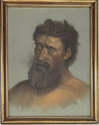 Unidentified artist - Portrait of Aristratus. Panda on 49x37 paper, signed and framed