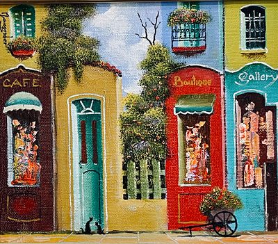 Jacob Novogroder - Cats on a Parisian Street
. Oil on canvas mounted on plywood 21X18 signed and framed