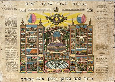 Sukkah decoration, lithographic paper 48X69 attached to plywood