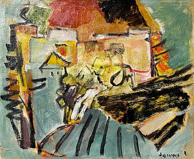 Zvi Mairovich - Rare, unique and early. Oil on canvas 46X38 signed and framed