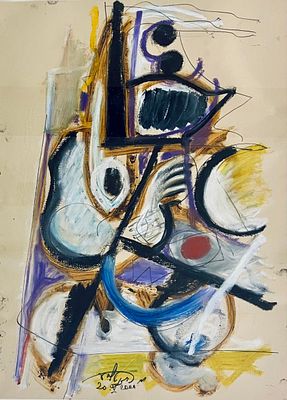 Moshe Rosentalis (1922-2008) - abstract. Mixed media on paper 70X50, signed and framed