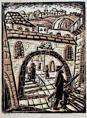 Shmuel Nussenbaum - Woodcut 63X50 signed and numbered