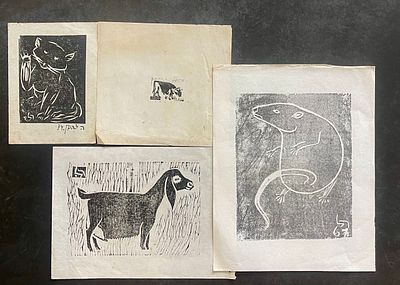 Rudi Lehmann (German - Israeli, (1903-1977) - 4 different sized wood cuts