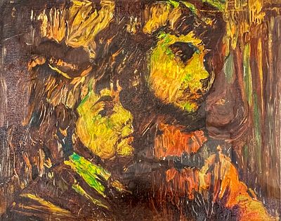 Unidentified artist - Oil on canvas mounted on cardboard 33X26 signed on the back