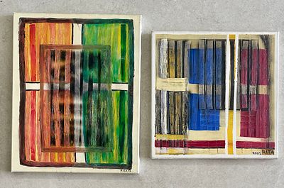 Unidentified artist - Two oil paintings on canvas 40X50 and 40X40 signed