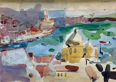 ROBERT BAZER - Jaffa. Watercolor 25X18 signed