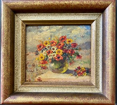 Unidentified artist - Oil on cardboard 10X9, signed and framed, quality work.