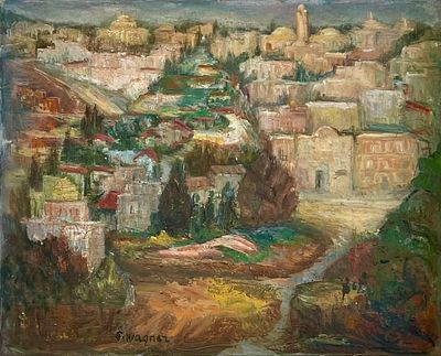 סוניה וגנר - Oil on canvas attached to cardboard 55X45, signed and framed