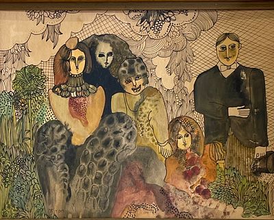 HAYA RAN - Watercolor 37X28 signed and framed