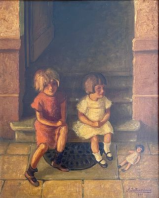 Albert Delbrassine - Oil on wood 45X36 signed, depicted on the back and framed
