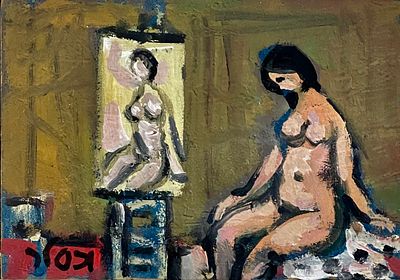 YAACOV WEXLER - The model in the studio. Oil on canvas 25X18 signed and framed