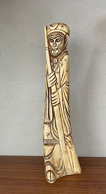 Hand carved statue made of bone, work of an artist. 24 cm Height