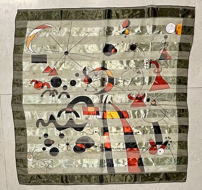 Joan Mir&oacute; - Scarf featuring a design by Joan Mir&oacute;, dimensions approximately 100 x 100 cm.