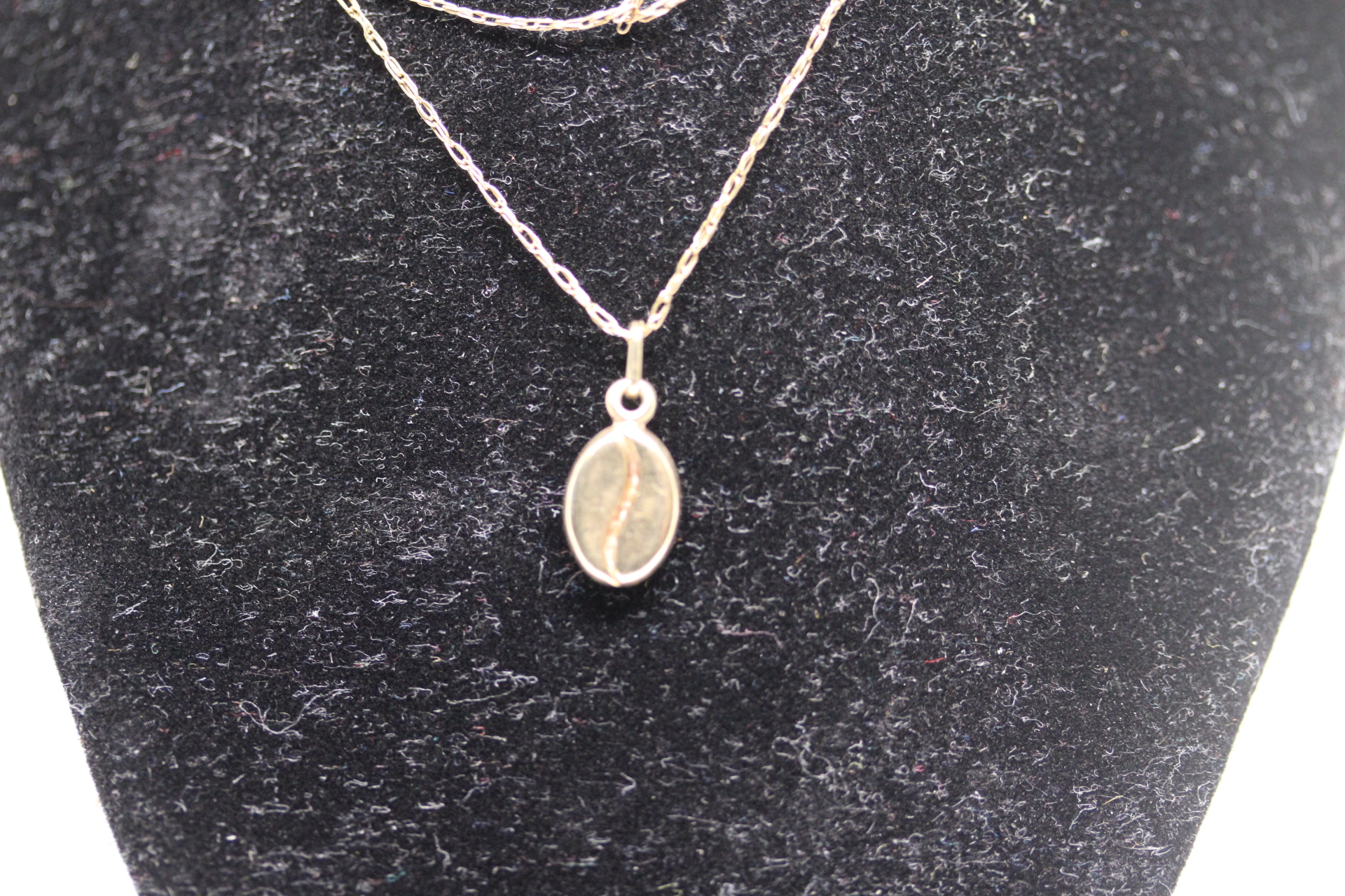 9ct Gold chain & coffee bean pendant