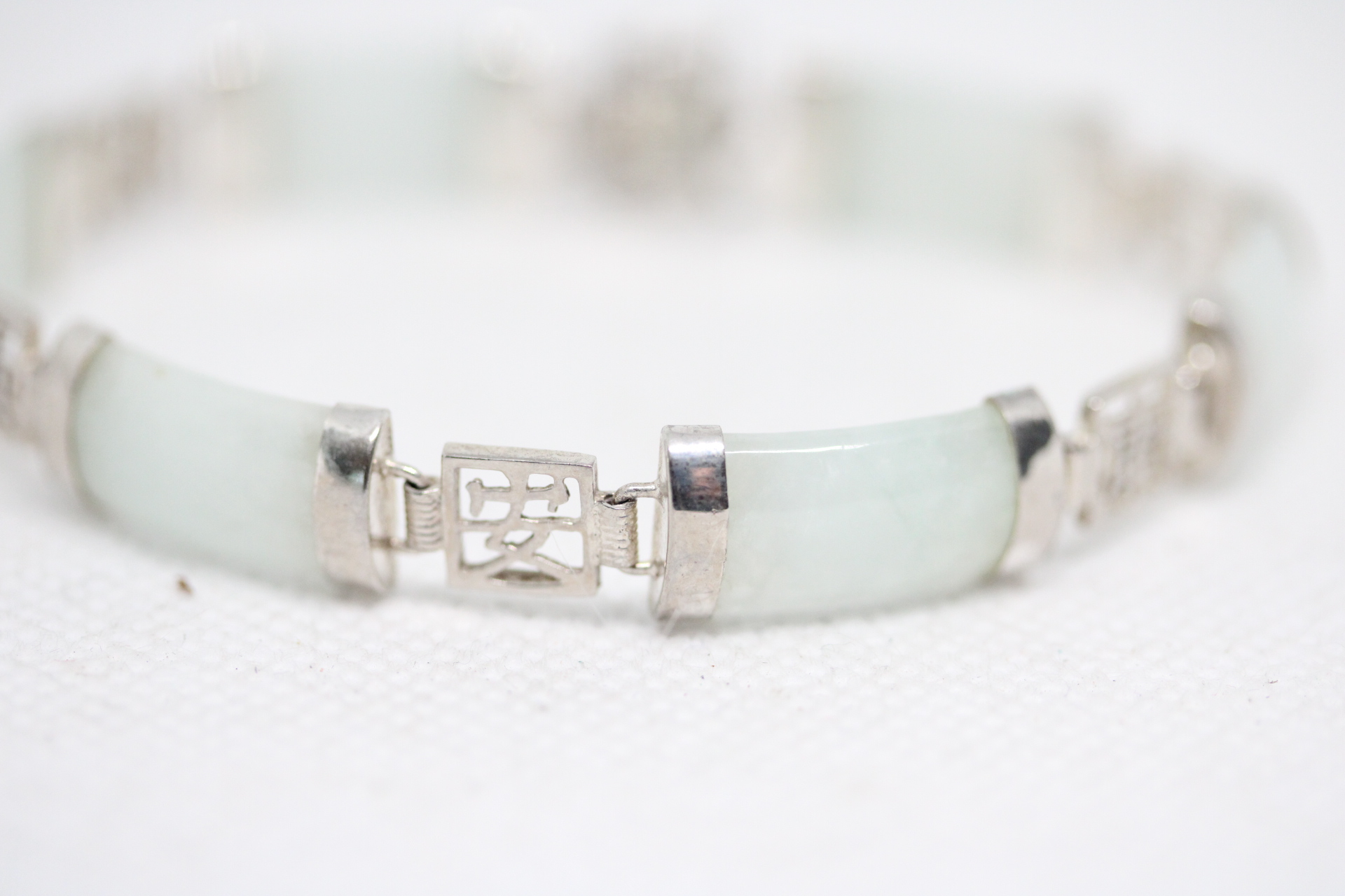Silver & jade oriental style bracelet