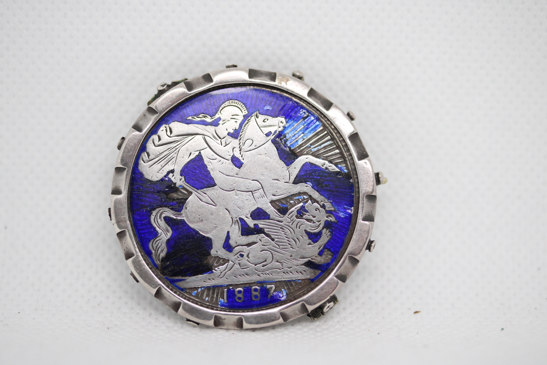 1887 crown enameled converted into a brooch