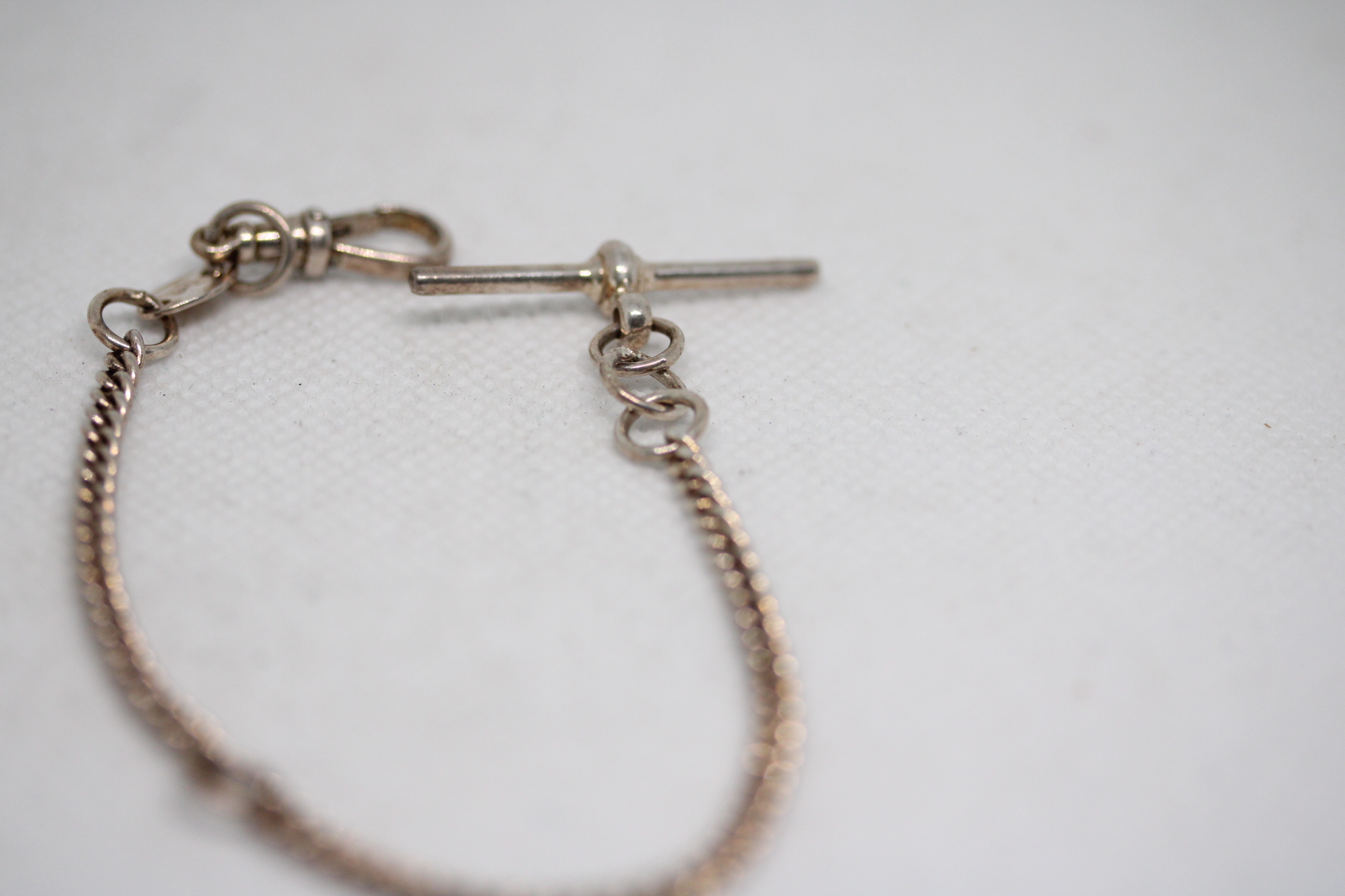 Silver half albert chain with t bar