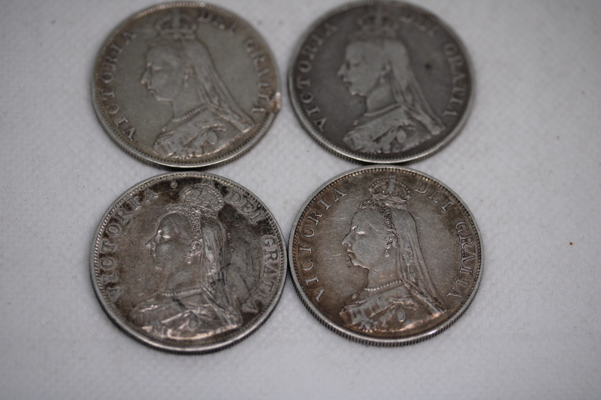 4x Victorian double florins - 1888, 1889, 1887 & 1889