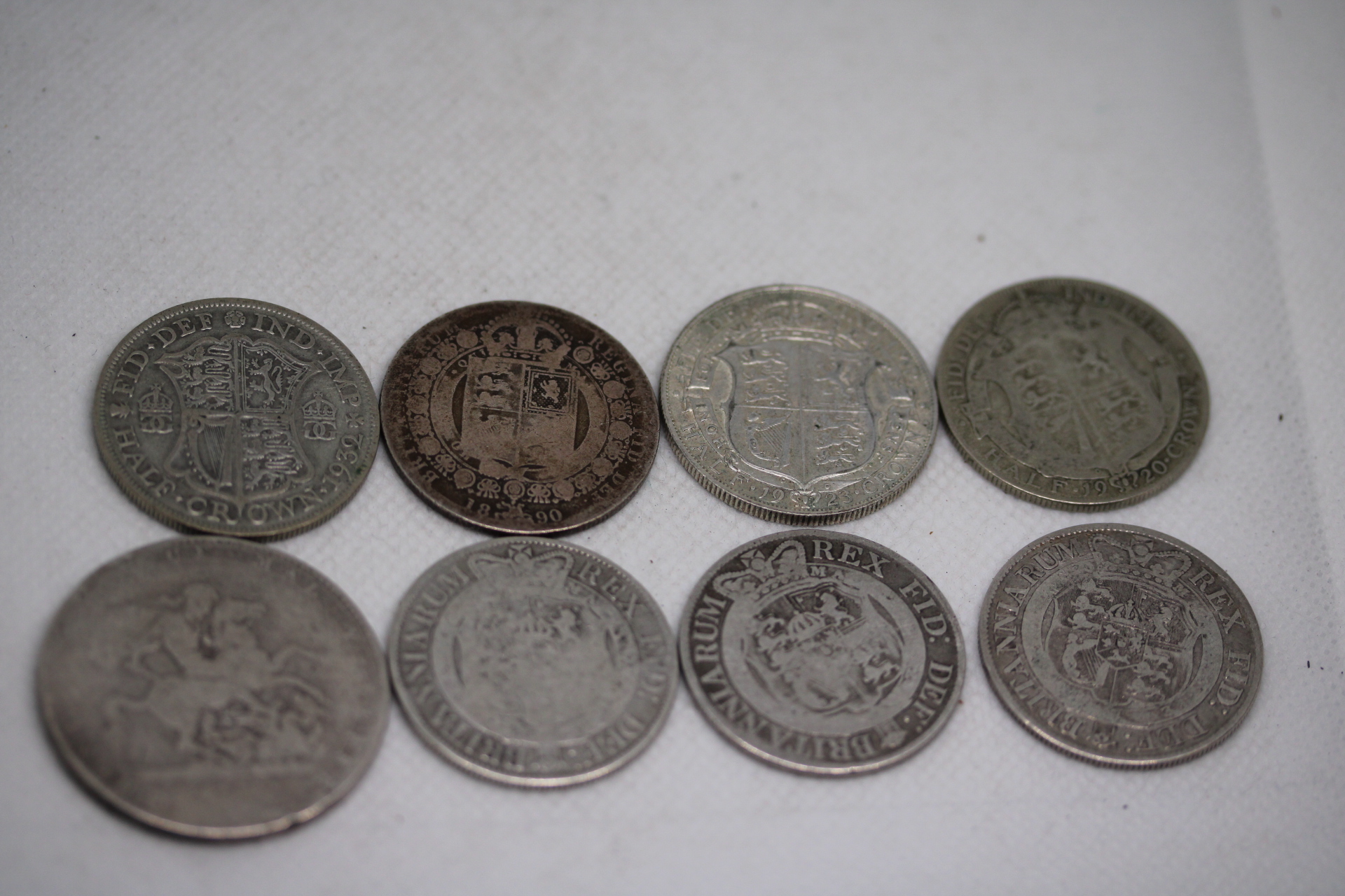 4x George III half crowns, George III crown & 3 George V Half crown