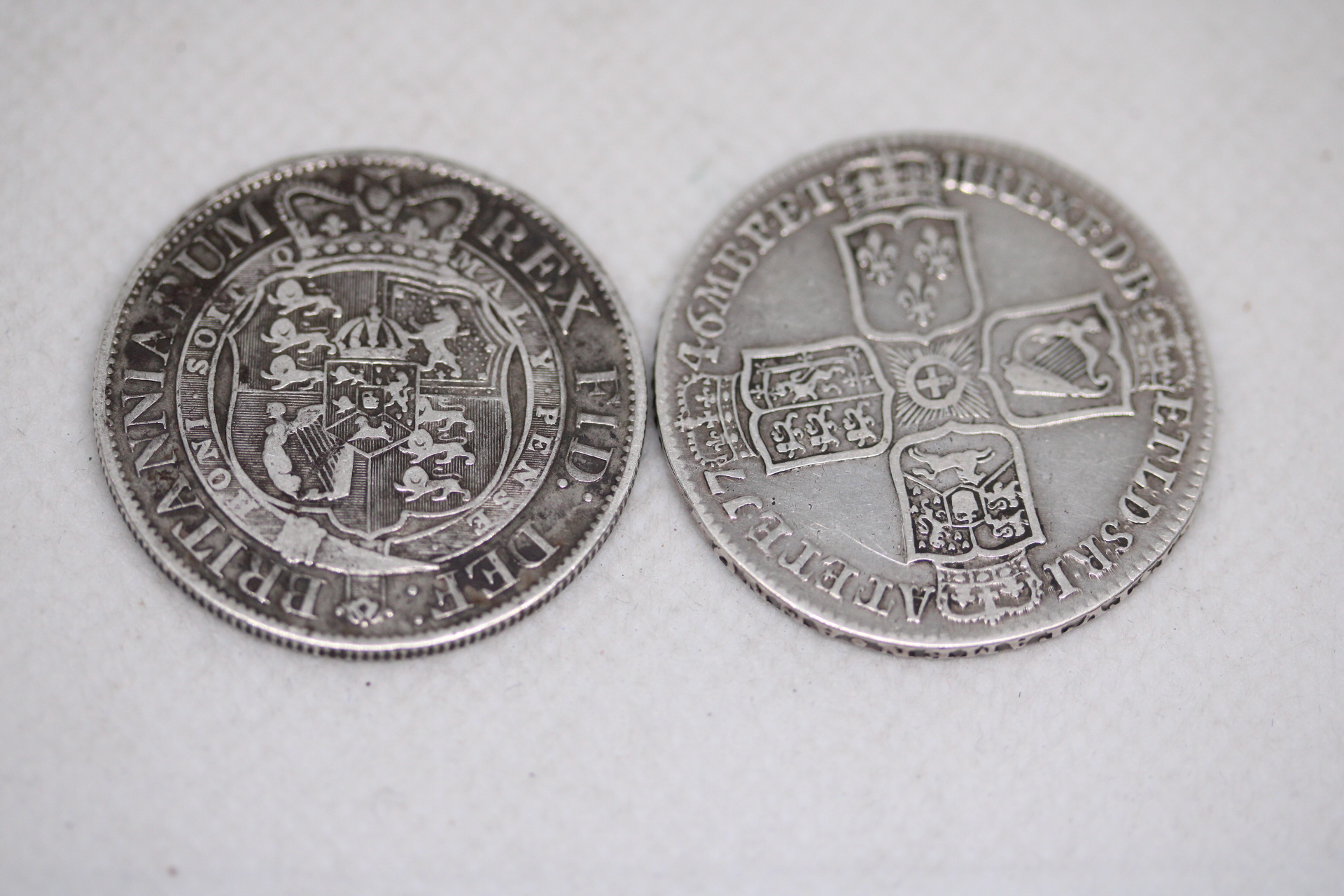 George II 1746 Half crown together with George III 1817 Half crown