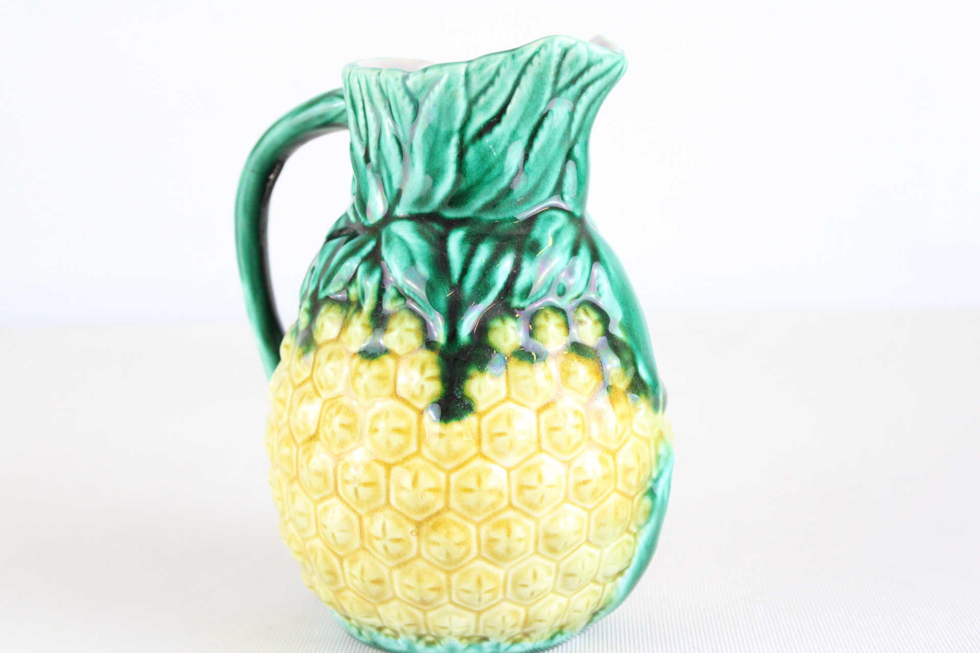 Antique English Majolica Style Figural Pineapple Pitcher