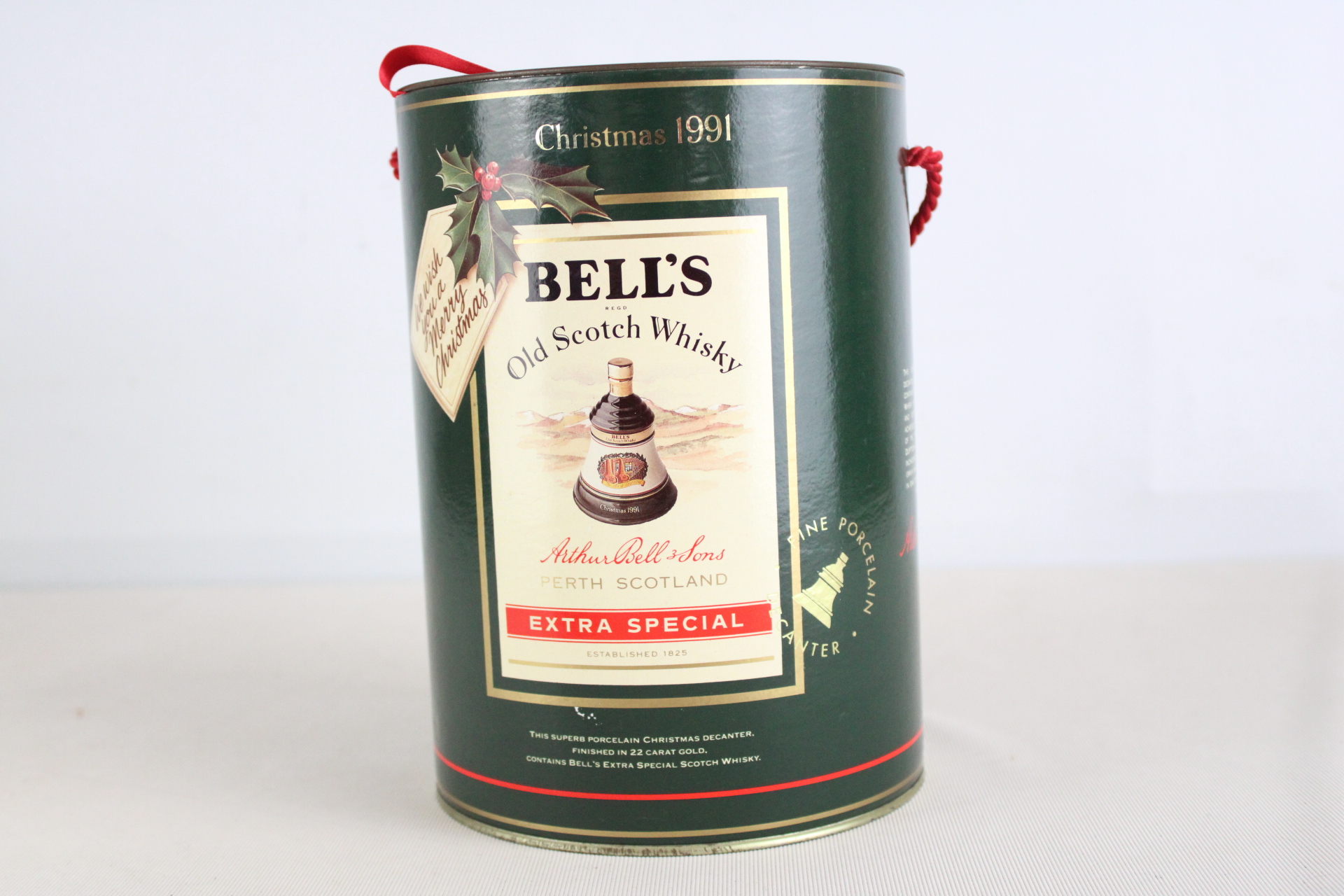 Bell's Old Scotch Whisky Christmas 1991 Commemorative Porcelain Decanter Container