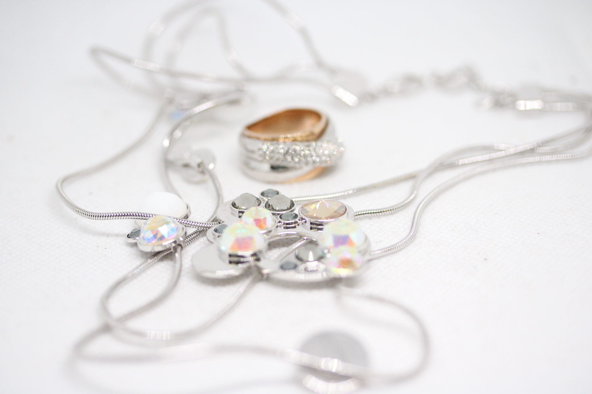 Swarovski necklace & box  together with a Swarovski ring
