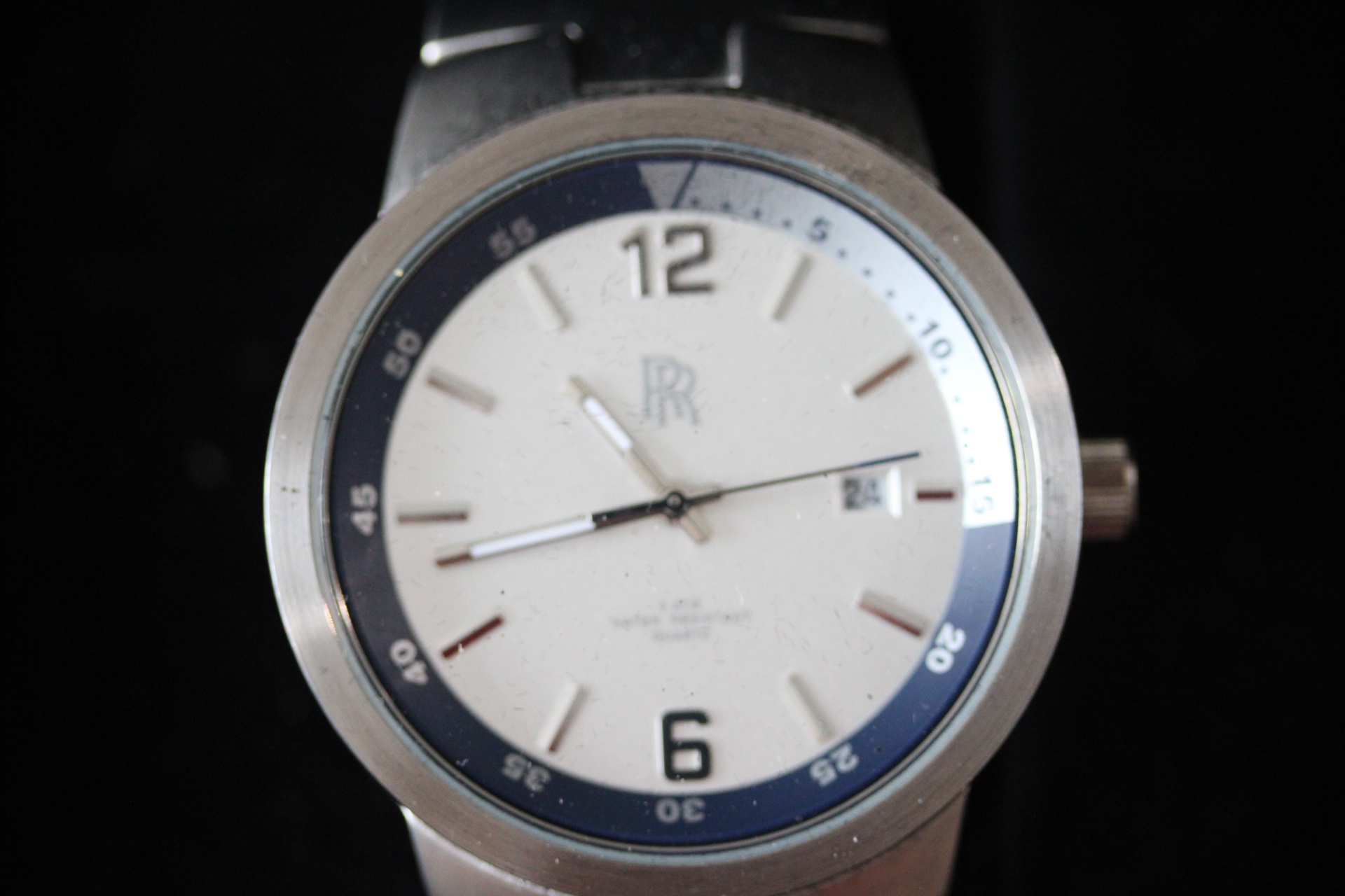 RR (Rolls Royce?) Gents Quartz Watch In Black Box.