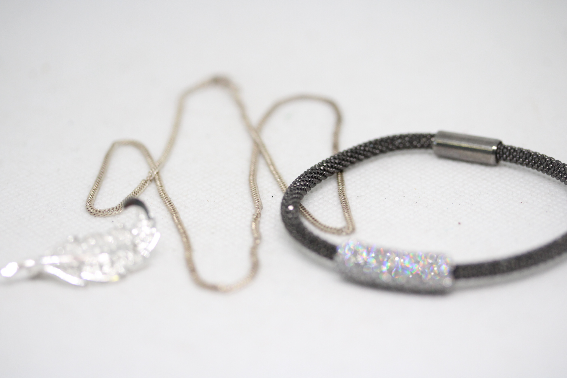 Terorena Bijoux bracelet together with silver necklace & silver pin brooch