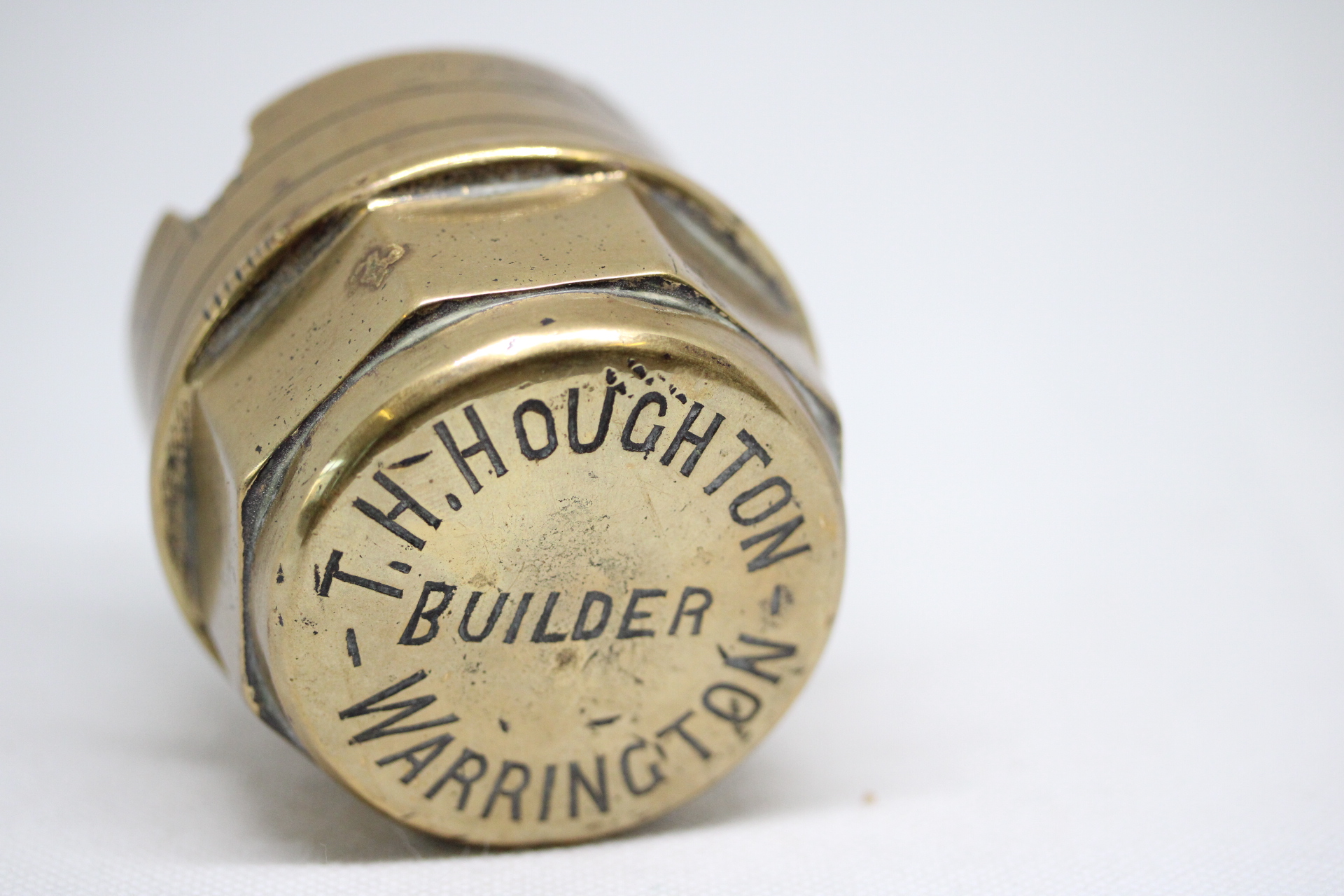 T.H.Houghton Builder Warrington brass vintage wheel hub