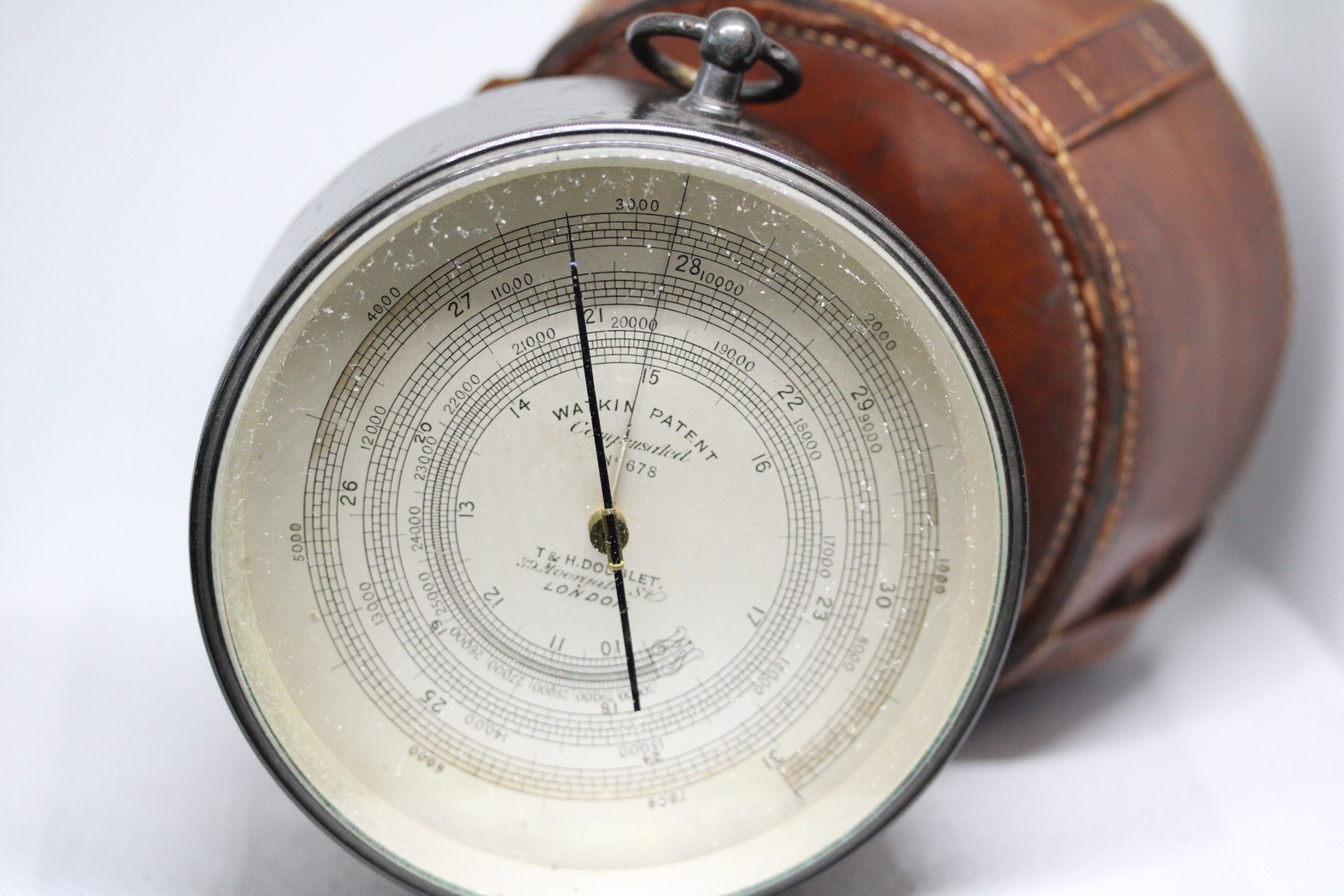 Watkin Aneroid barometer & Altimeter with leather case