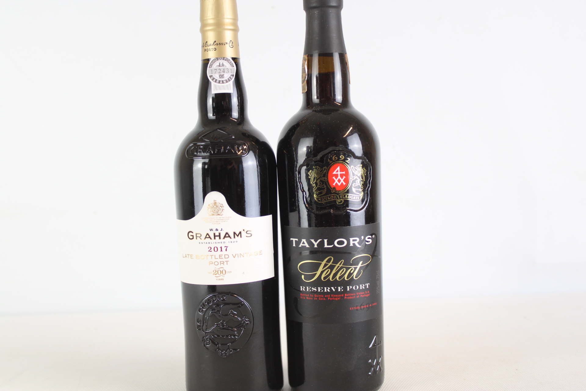 Two Bottles of Port Wine: Graham's 2017 Late Bottled Vintage and Taylor's Select Reserve