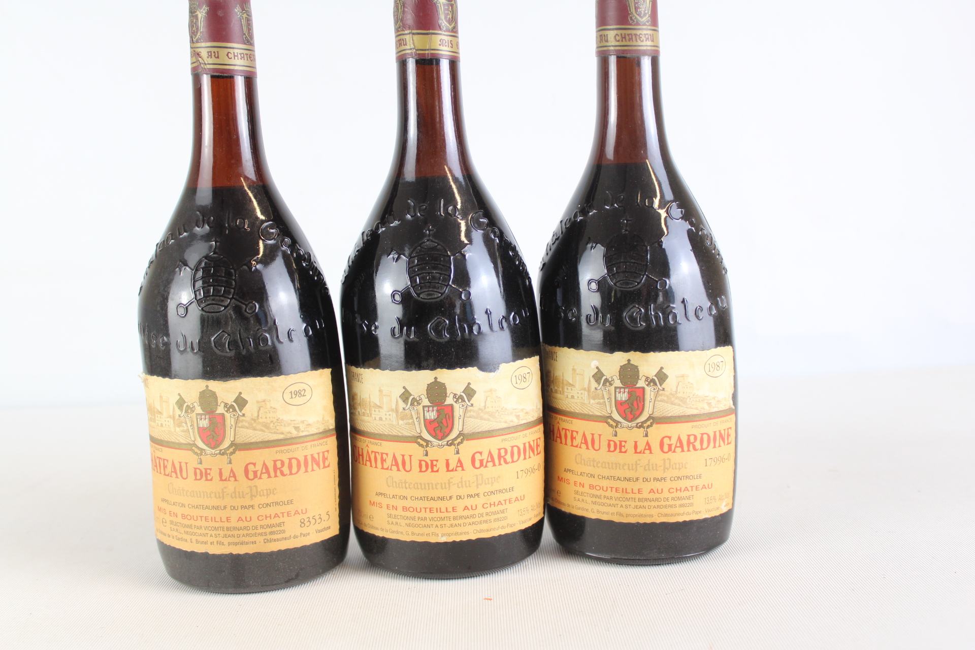 Three Bottles of Chateau de la Gardine Chateauneuf-du-Pape, Vintages 1982 and 1987